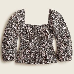 J. Crew Puff-Sleeve Drapey Crepe Top XXL